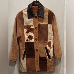 Express Avenue De Lopera Coat 90s Vintage Leather Patchwork Coat. Size XS
